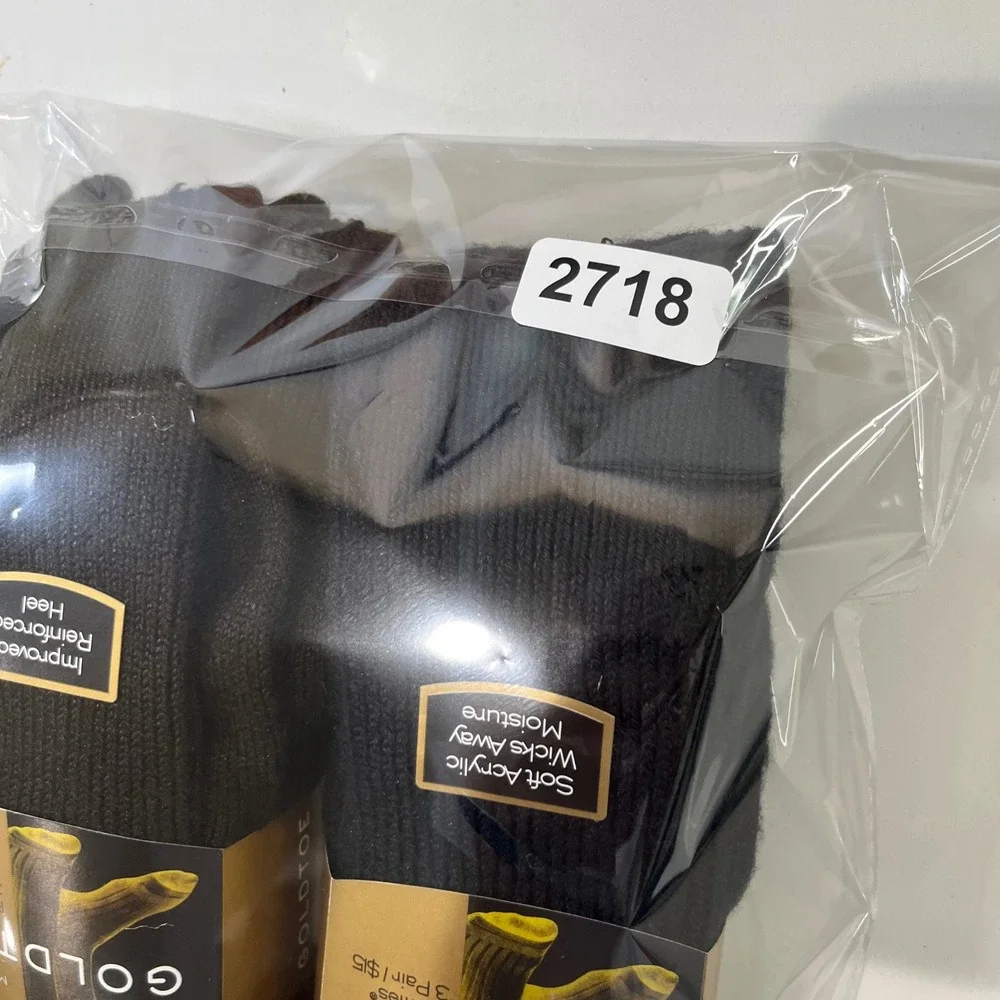 NEW Vtg Gold Toe Fluffies Crew Socks Men 10-13 Navy Brown 6 Pair USA Made Soft